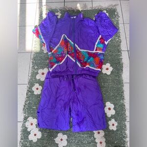 Vibrant Purple Two-Piece Outfit size M
 vintage windbreaker set